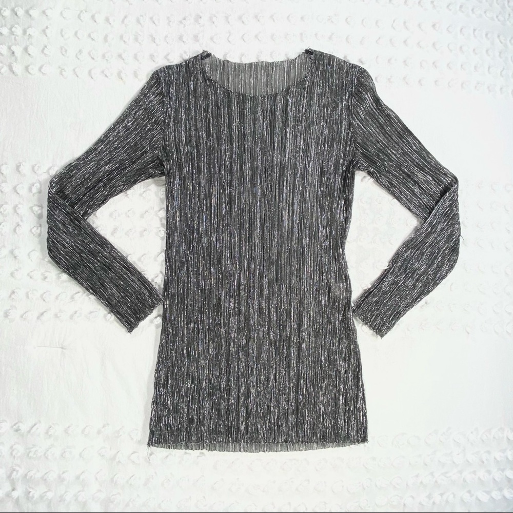 Sparkly Sheer Silver Top - S